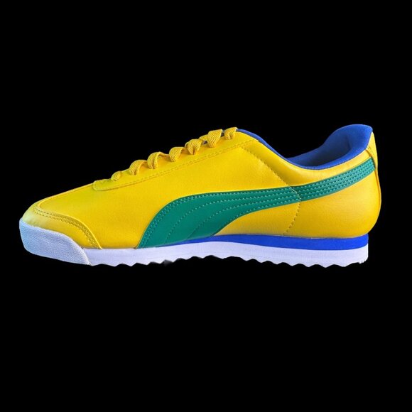 Puma Roma Basic Shoes Mens Size 10.5 Yellow Green Blue Classic Sneakers